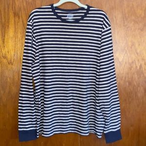 J.Crew Knit Goods 100% Cotton Navy Blue, Cream, Crewneck Long Sleeve Tee-Size XL